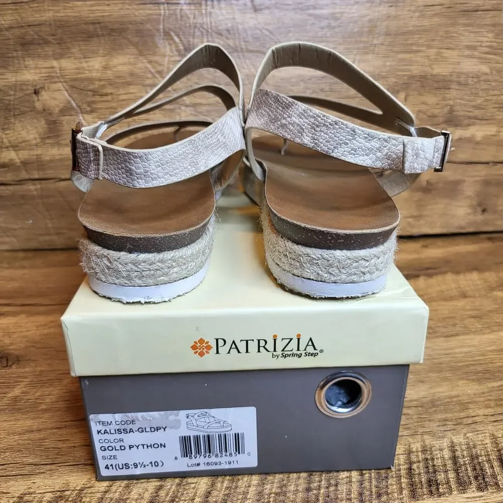 Patrizia Karissa gold python strappy espadrille sandal sz 41 US 10
